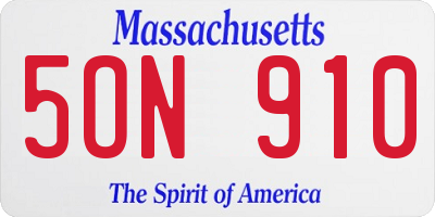 MA license plate 5ON910