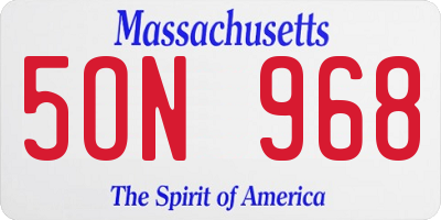 MA license plate 5ON968