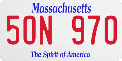MA license plate 5ON970
