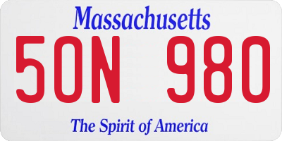 MA license plate 5ON980
