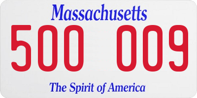 MA license plate 5OO009