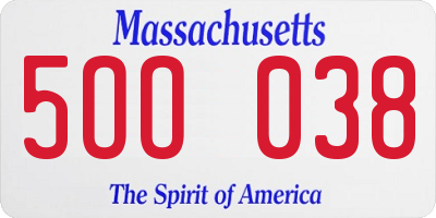 MA license plate 5OO038