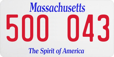 MA license plate 5OO043