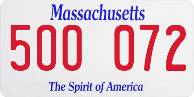 MA license plate 5OO072