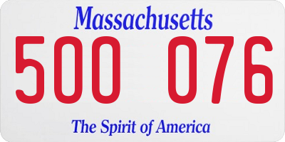 MA license plate 5OO076
