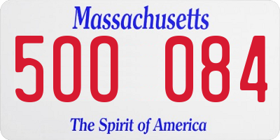 MA license plate 5OO084