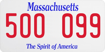 MA license plate 5OO099