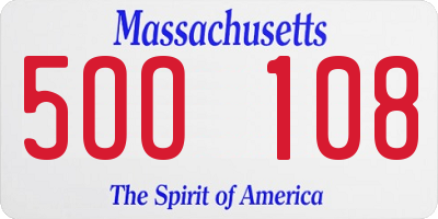 MA license plate 5OO108