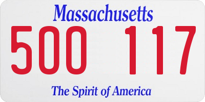 MA license plate 5OO117