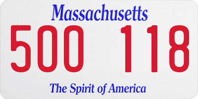 MA license plate 5OO118