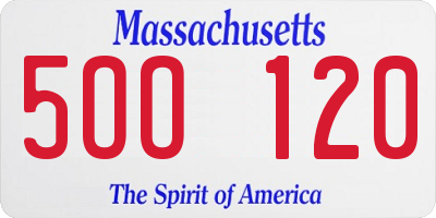 MA license plate 5OO120