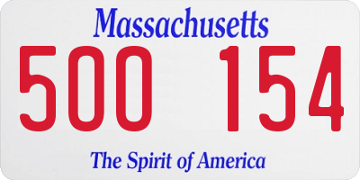 MA license plate 5OO154