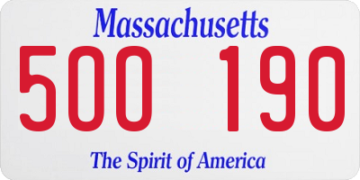 MA license plate 5OO190