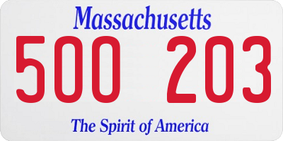 MA license plate 5OO203