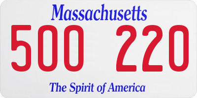 MA license plate 5OO220