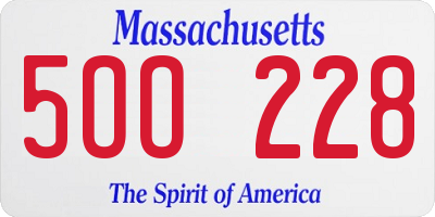 MA license plate 5OO228
