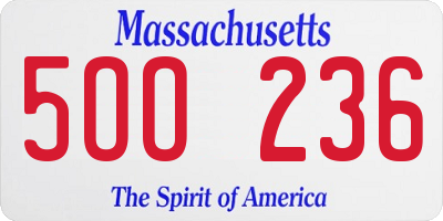 MA license plate 5OO236