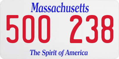 MA license plate 5OO238