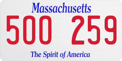 MA license plate 5OO259