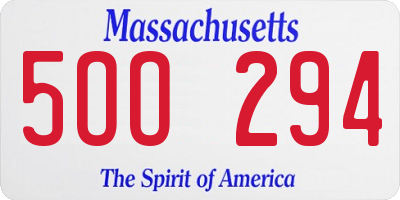 MA license plate 5OO294