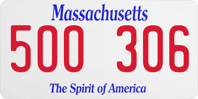 MA license plate 5OO306