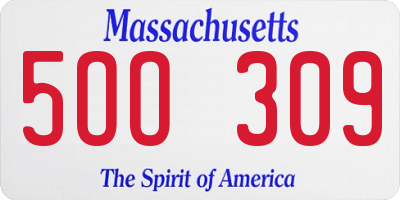 MA license plate 5OO309