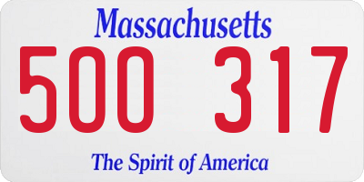 MA license plate 5OO317