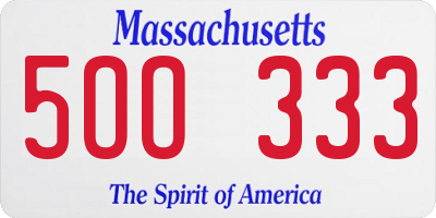 MA license plate 5OO333