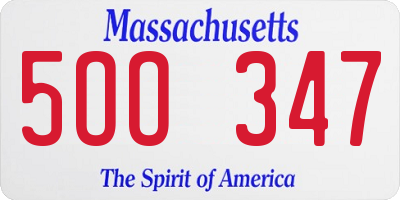 MA license plate 5OO347