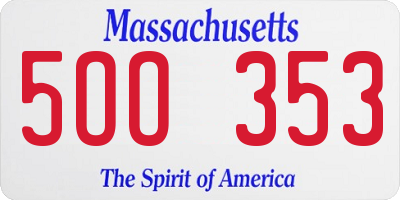 MA license plate 5OO353