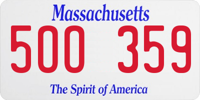 MA license plate 5OO359