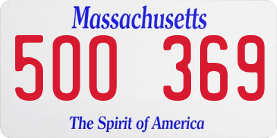 MA license plate 5OO369
