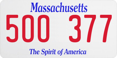 MA license plate 5OO377