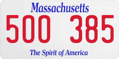 MA license plate 5OO385