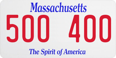 MA license plate 5OO400