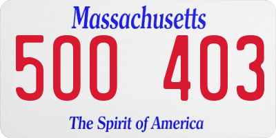 MA license plate 5OO403