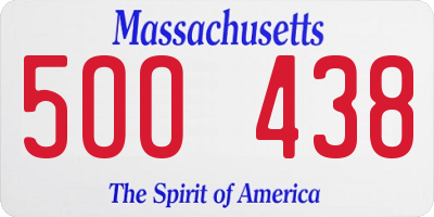 MA license plate 5OO438