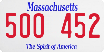 MA license plate 5OO452
