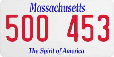 MA license plate 5OO453