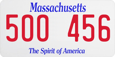 MA license plate 5OO456