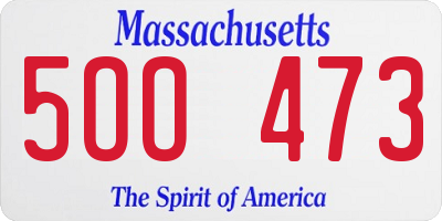 MA license plate 5OO473