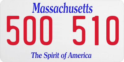MA license plate 5OO510