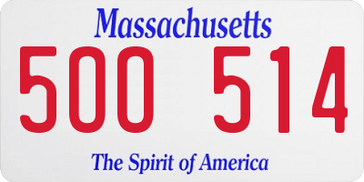 MA license plate 5OO514
