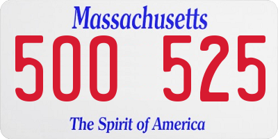 MA license plate 5OO525