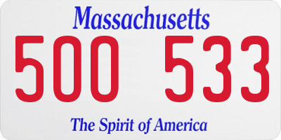 MA license plate 5OO533