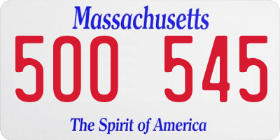 MA license plate 5OO545