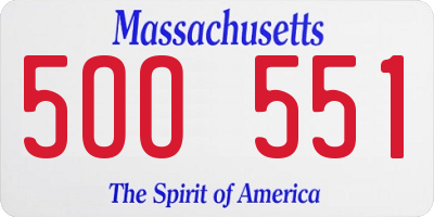 MA license plate 5OO551