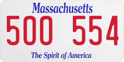 MA license plate 5OO554