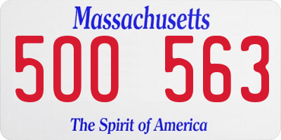 MA license plate 5OO563