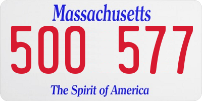 MA license plate 5OO577